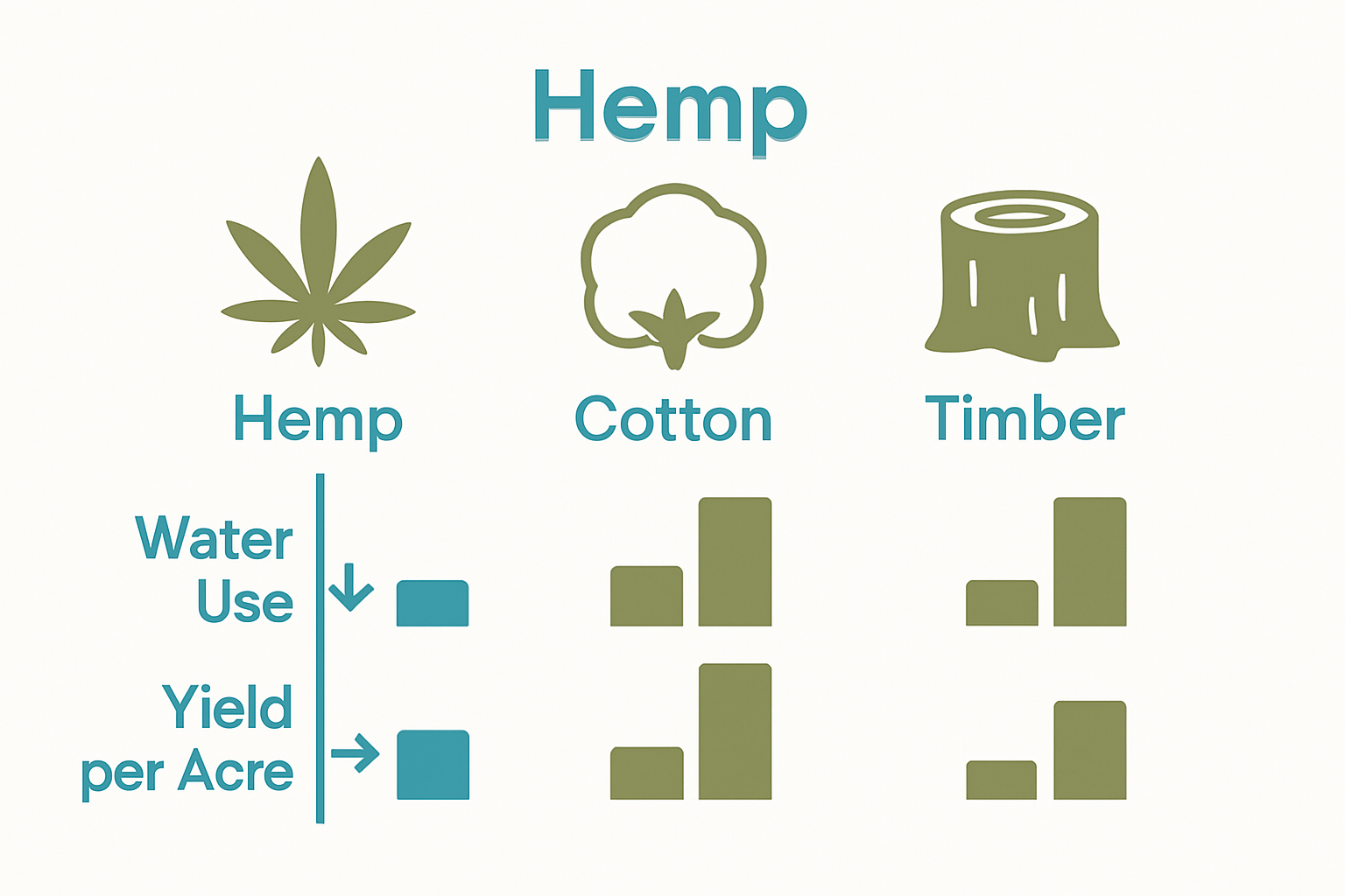 Infographic comparing hemp and conventional materials