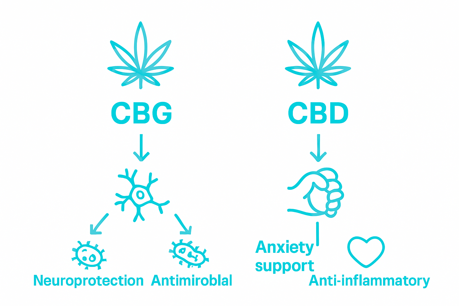 Infographic comparing CBG and CBD benefits