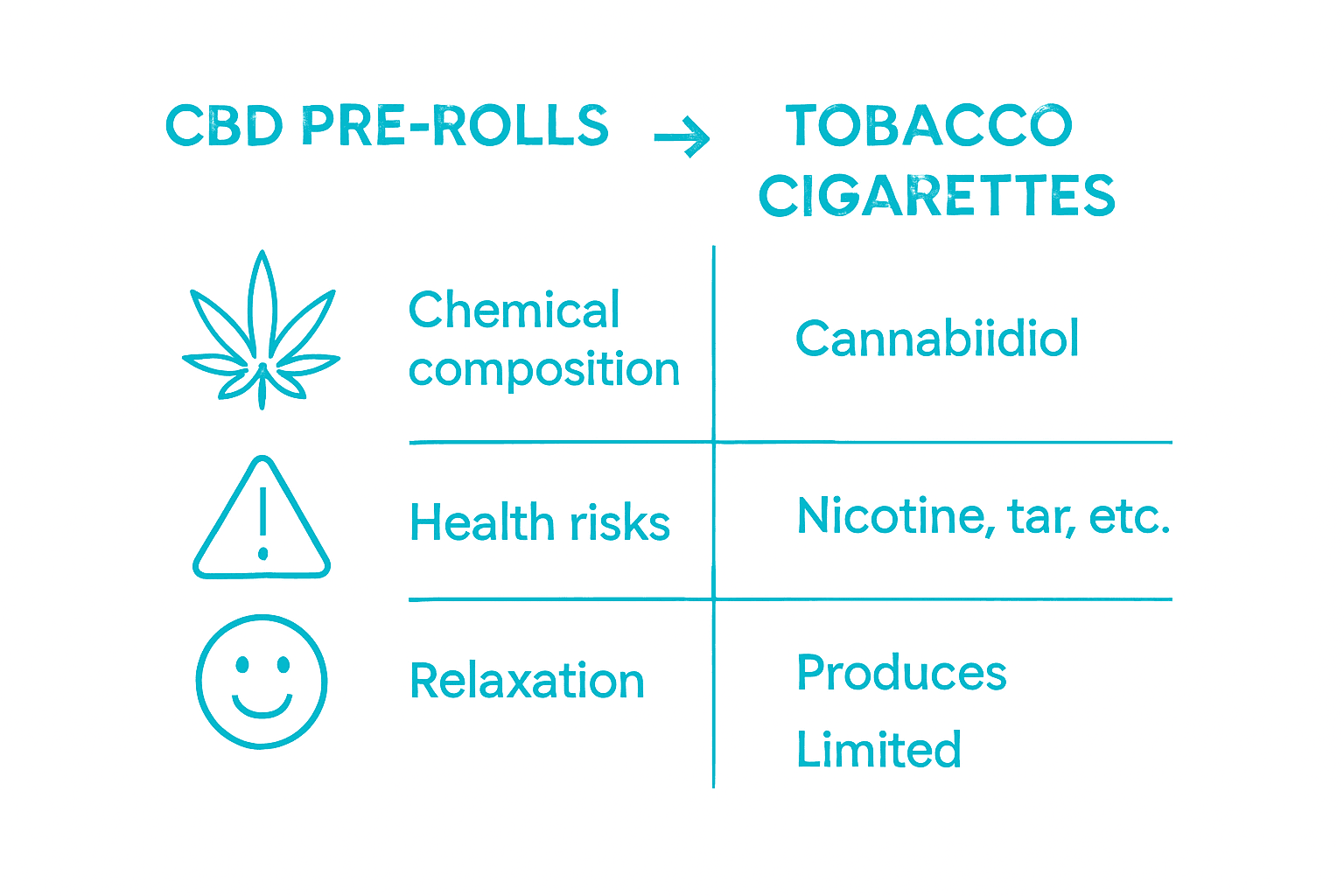 Infographic comparing cbd pre-rolls to tobacco