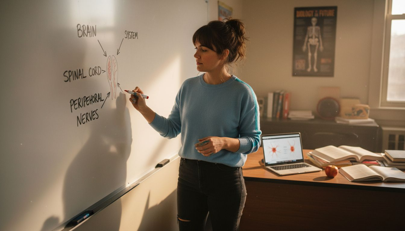 Teacher drawing endocannabinoid system diagram