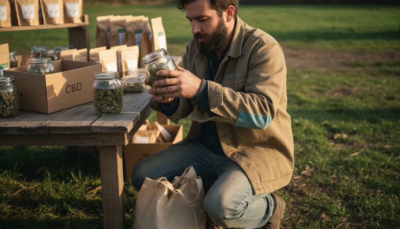 Man choosing sustainable CBD hemp products