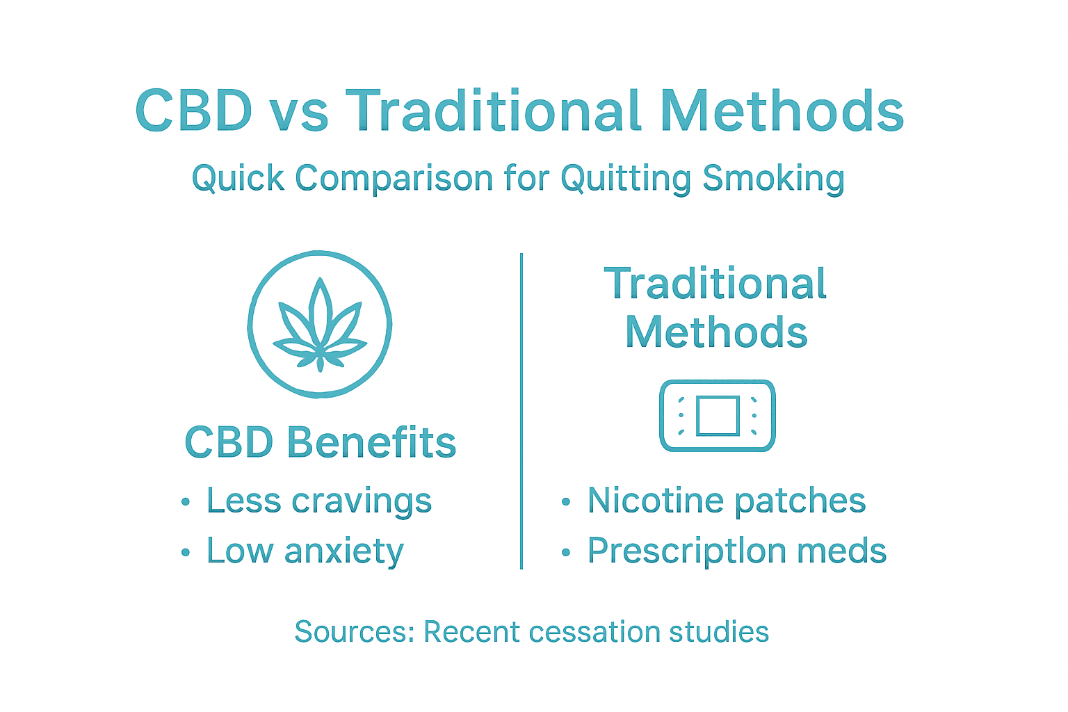 Infographic comparing CBD to traditional quitting aids