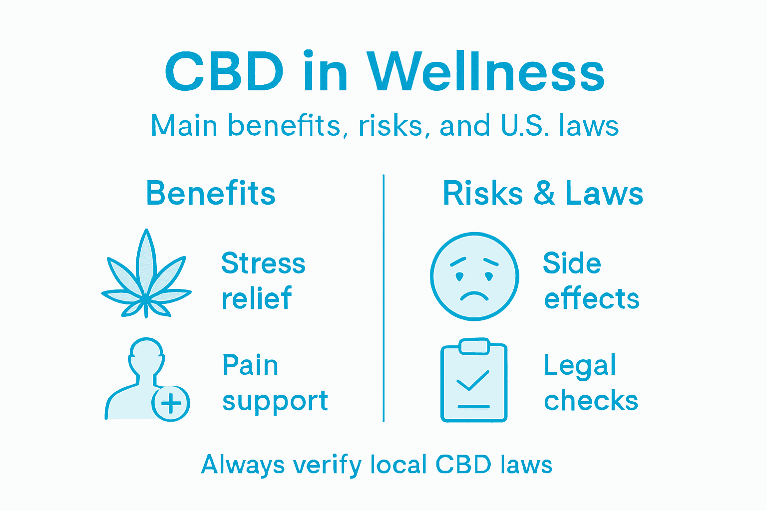 Infographic on CBD benefits, risks, and law
