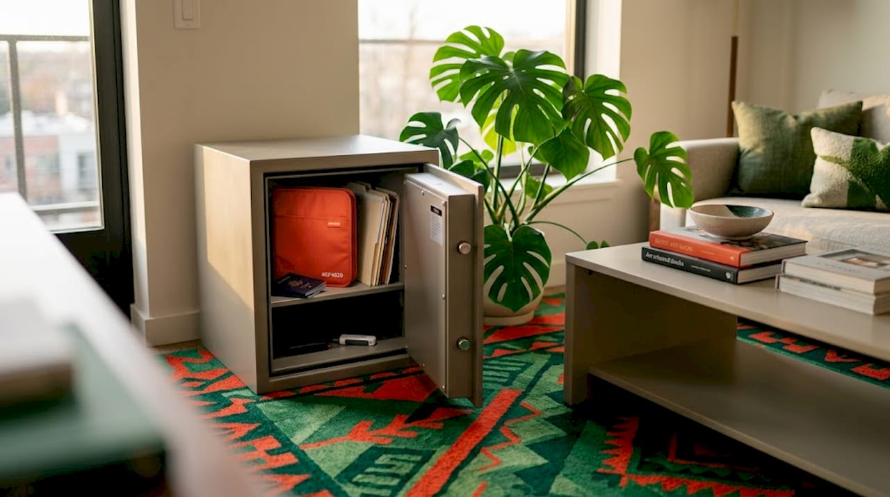 Fireproof safe storing household valuables