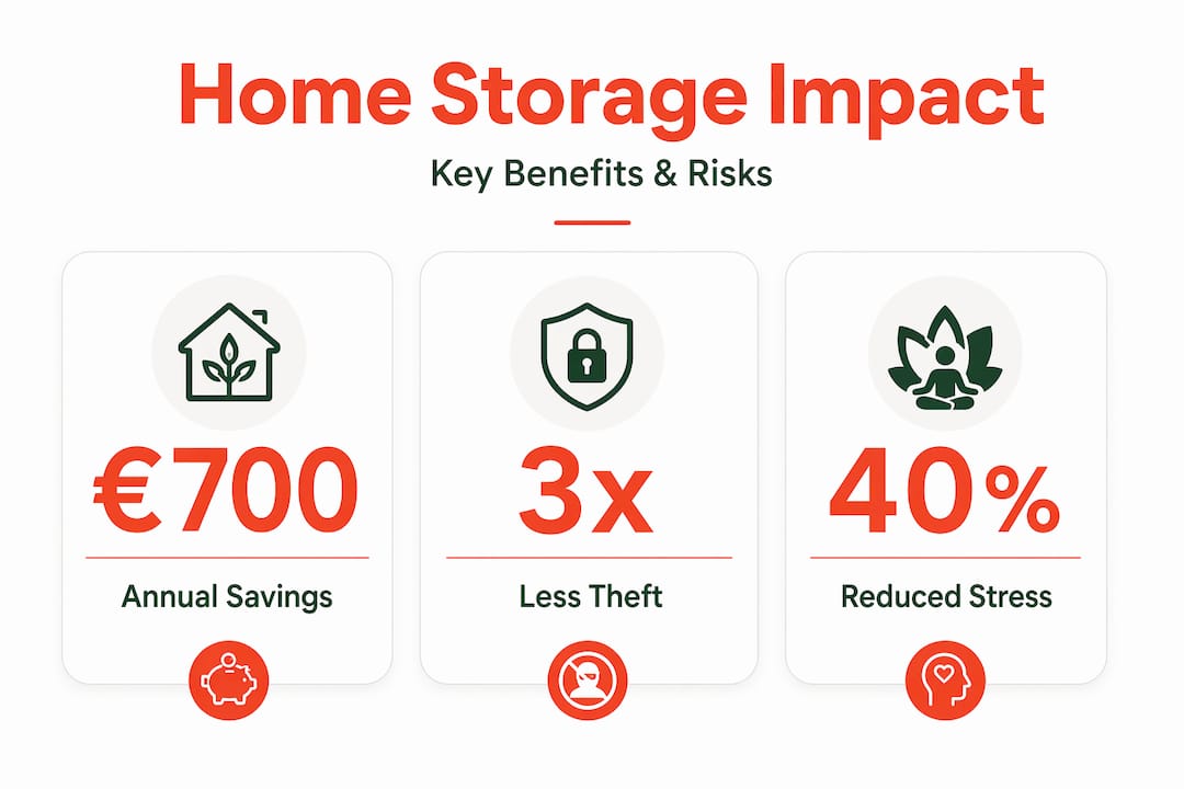 Infographic showing home storage benefits and statistics