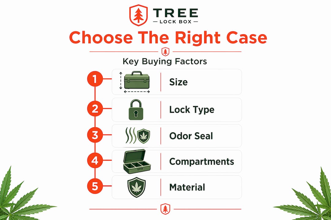 Infographic showing key steps to choose storage case