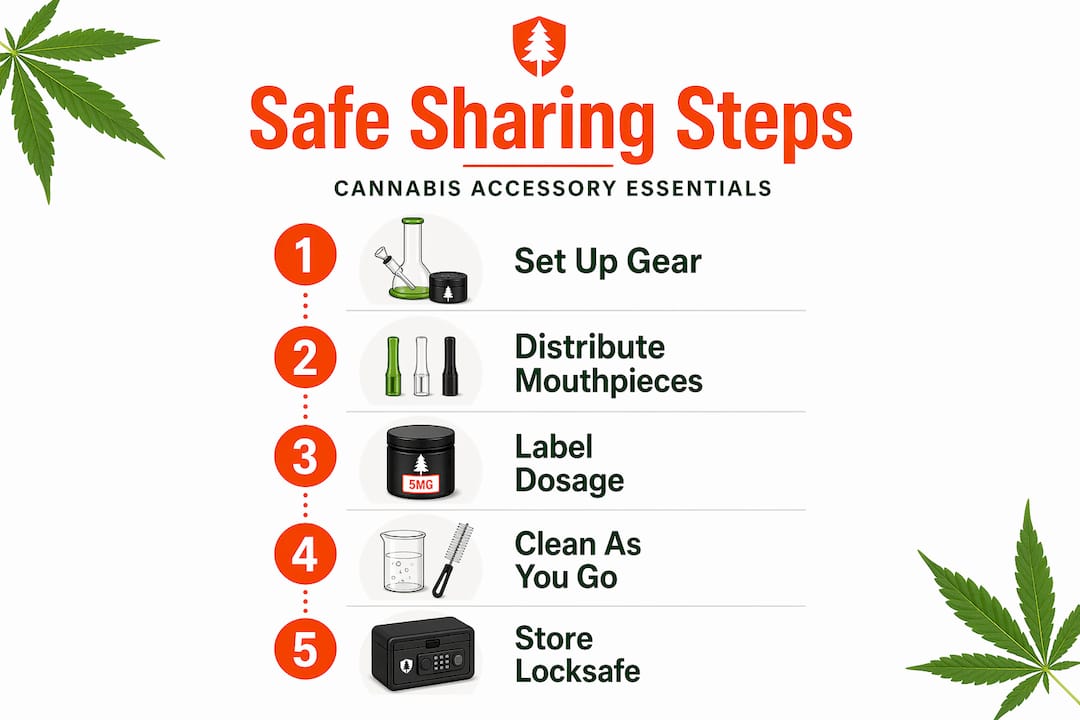 Infographic with safe cannabis sharing steps