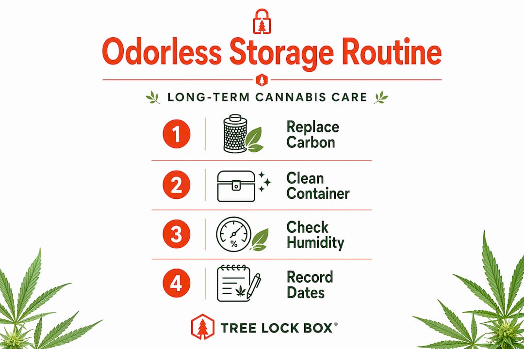 Infographic showing odorless storage routine steps