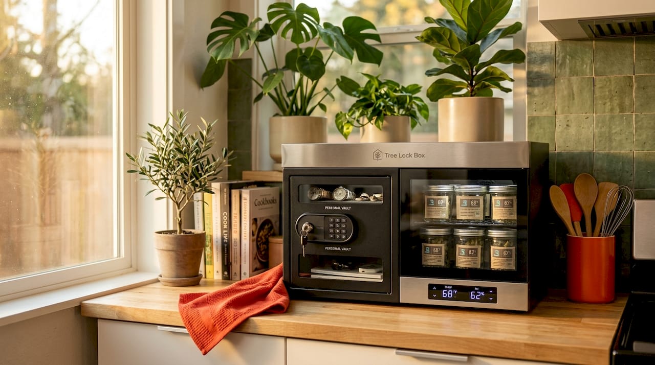 Premium dual-zone cannabis and valuables storage appliance