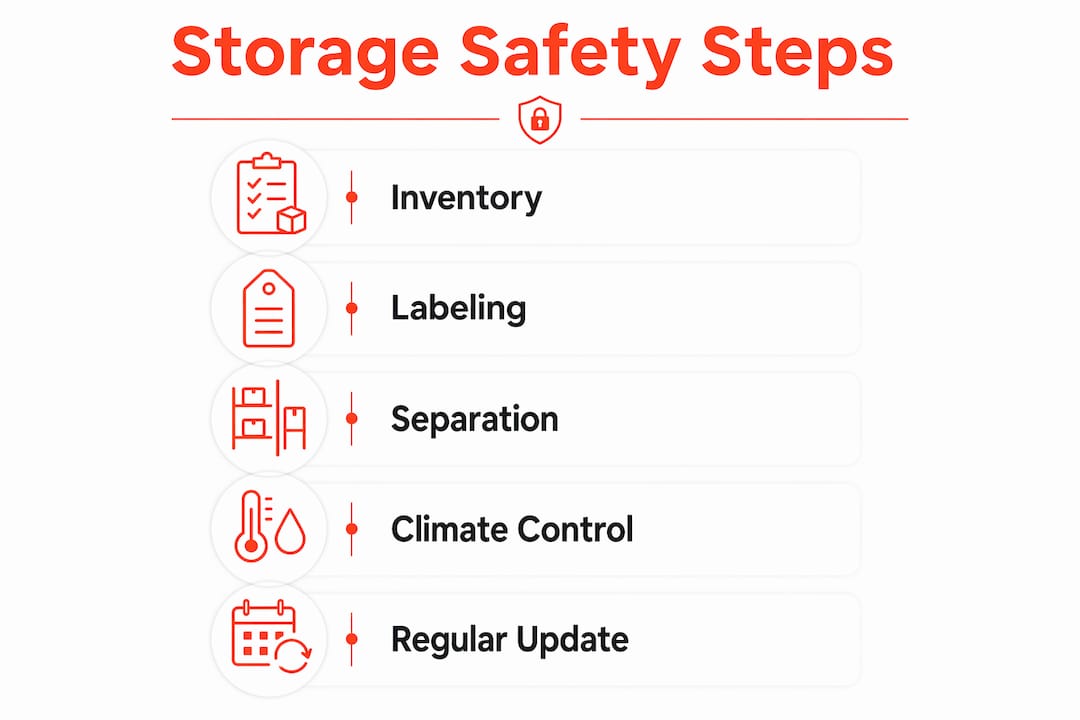 Infographic listing steps to maximize storage safety