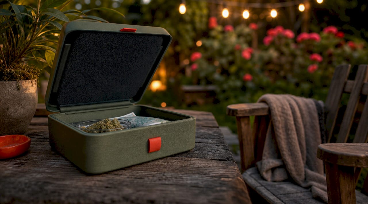 Activated carbon lining inside stash box