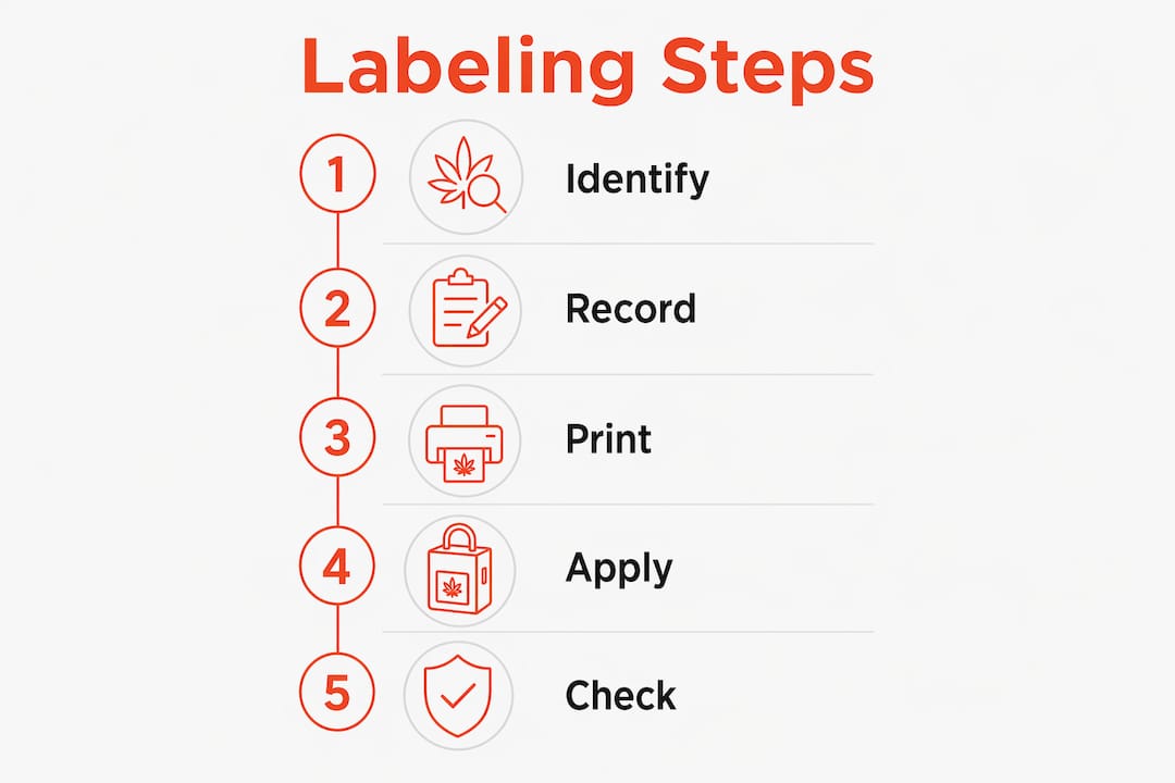 Infographic outlining cannabis labeling process