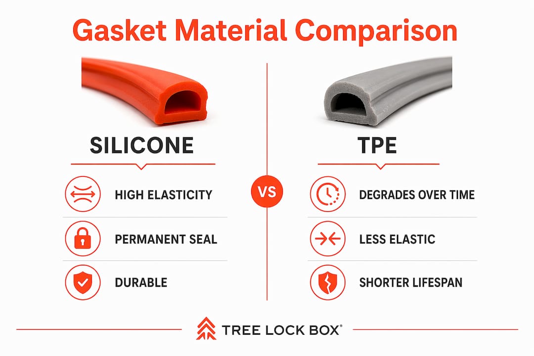 Infographic comparing silicone and TPE gasket materials