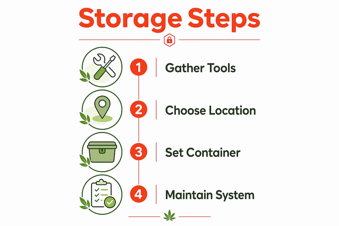 Infographic illustrating discreet cannabis storage steps