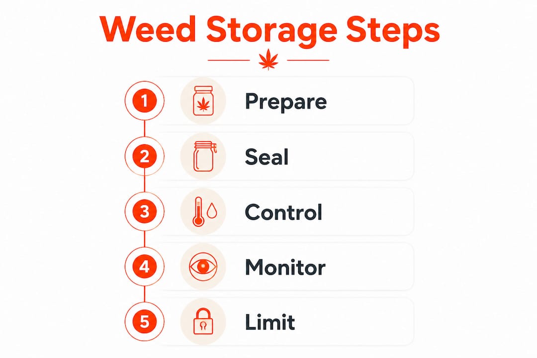 Infographic illustrating steps to keep cannabis fresh