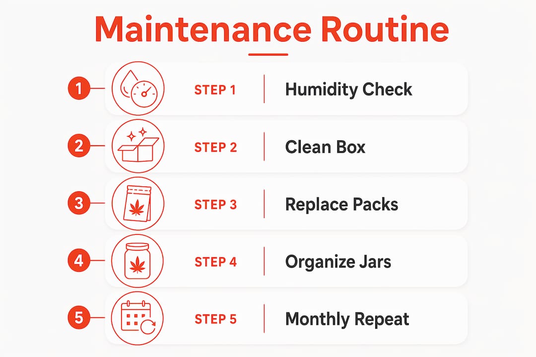Infographic showing stash box maintenance steps
