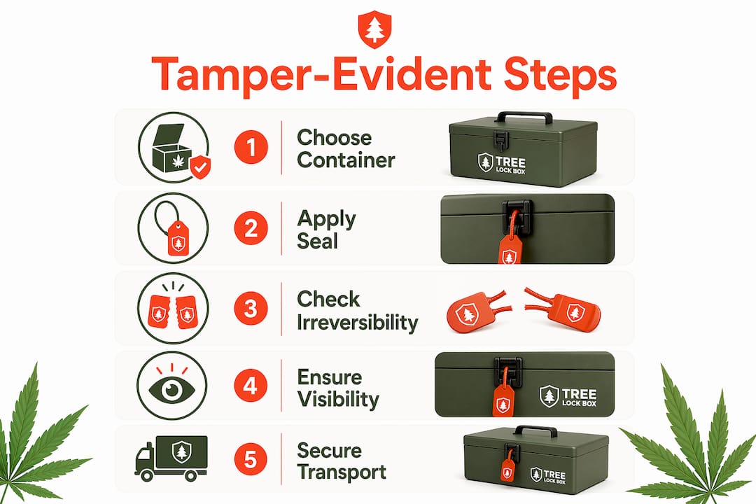 Infographic outlining tamper-evident container steps