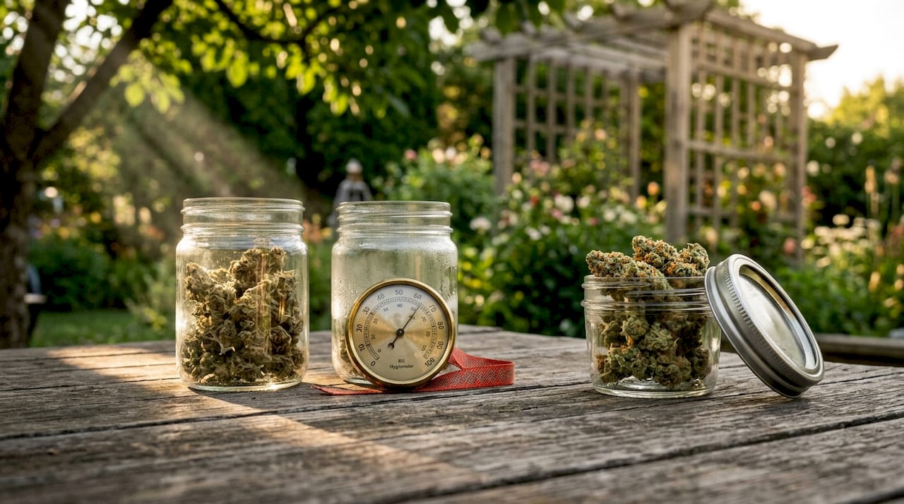 Cannabis jars exposed to light, heat, humidity