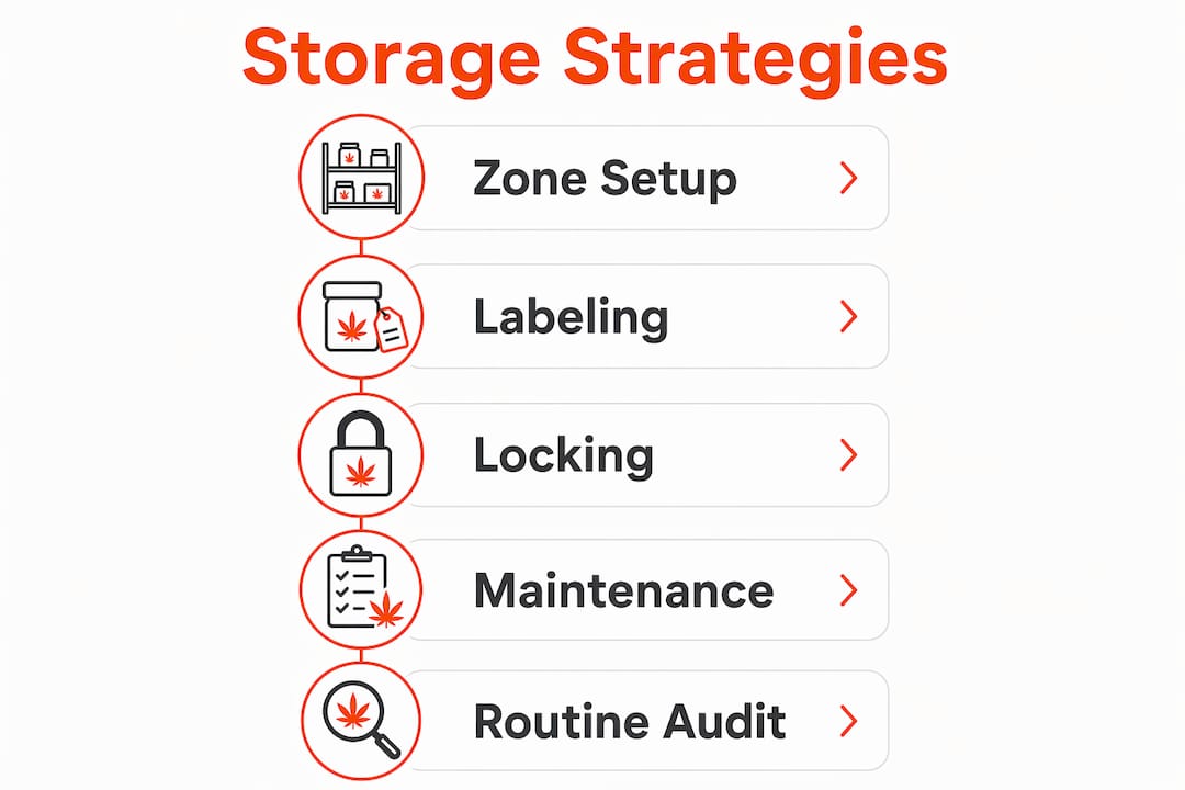 Infographic showing medical cannabis storage steps