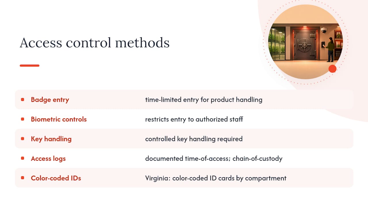 Diagram comparing cannabis storage access control methods