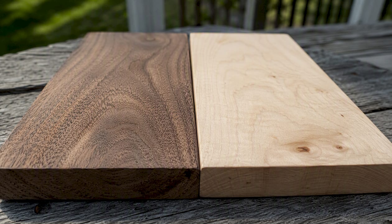 Macro of walnut and maple wood grain textures