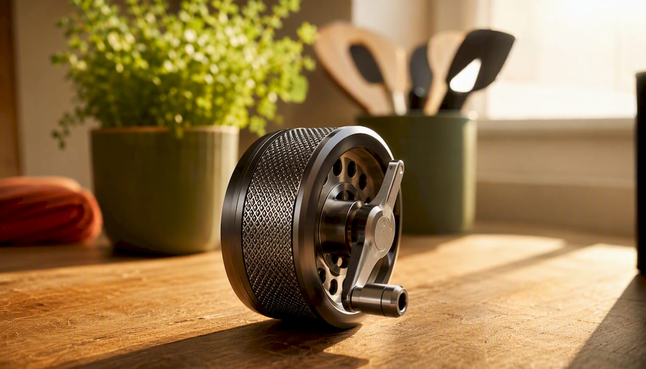 Ergonomic herb grinder grip close-up
