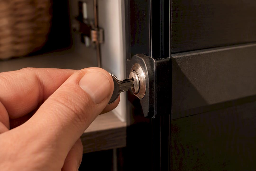 Hand securing cannabis storage container lock