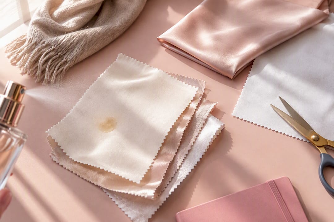 Perfume residue on delicate fabric swatches