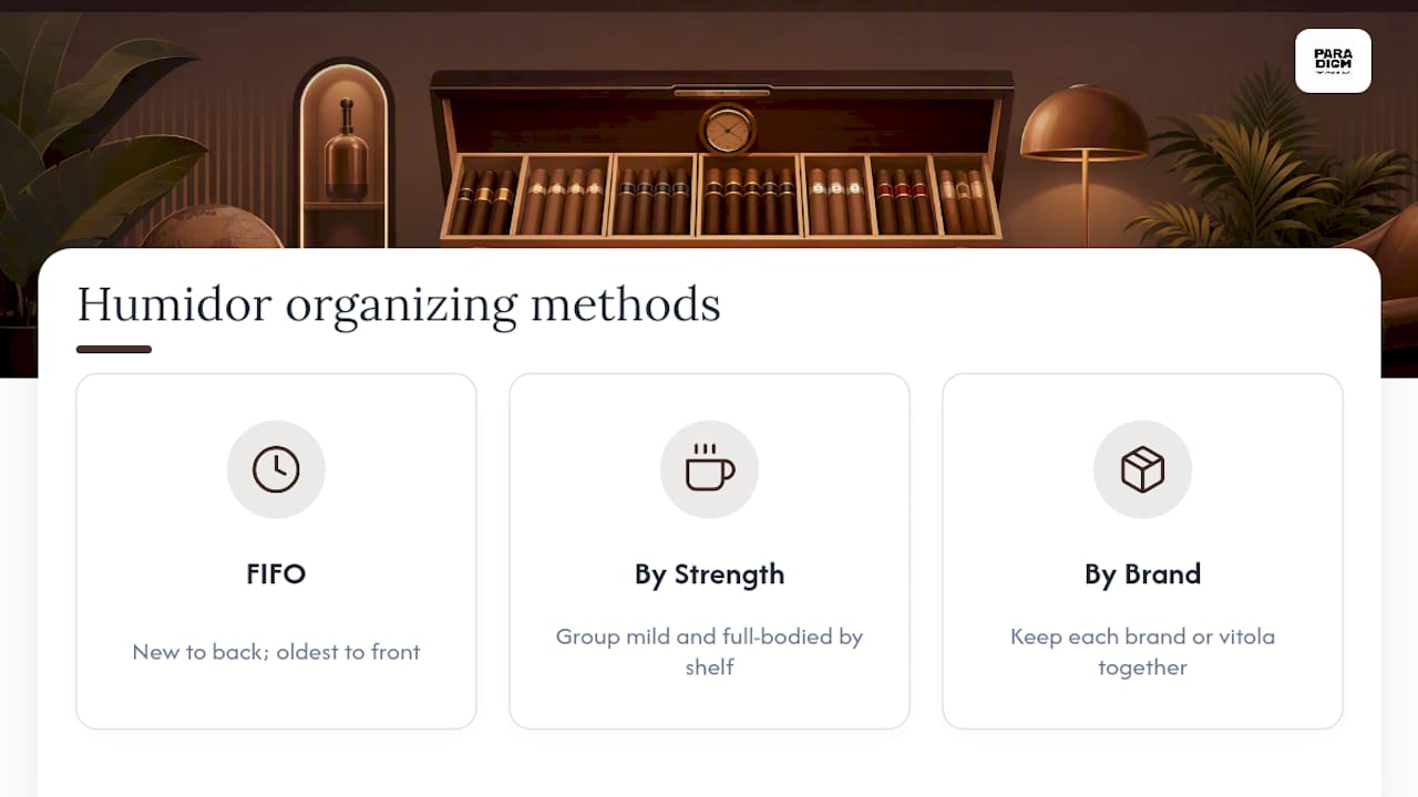 Three cigar collection organizing methods