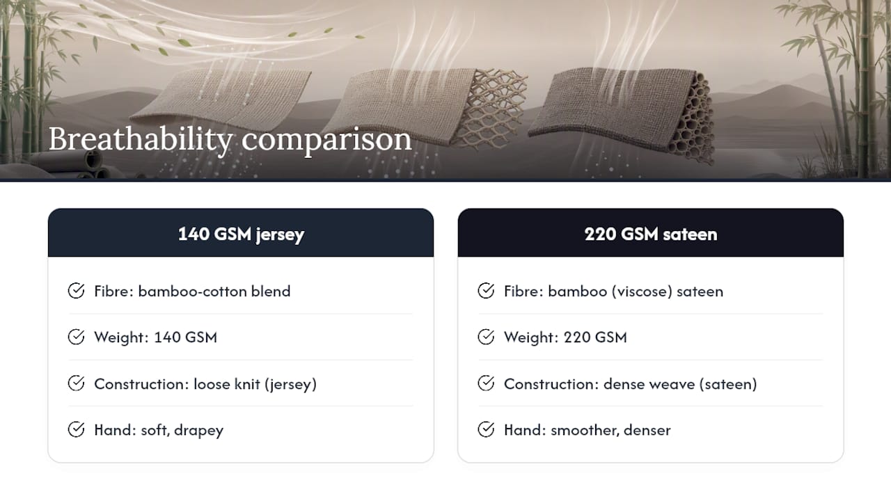 GSM and construction comparison for breathable fabrics
