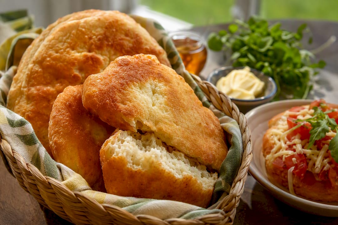 Warm Māori fried bread with toppings