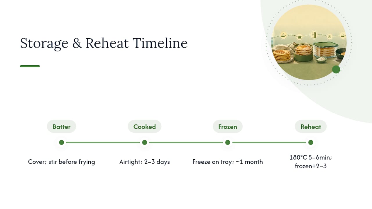 Panikeke storage and reheating timeline
