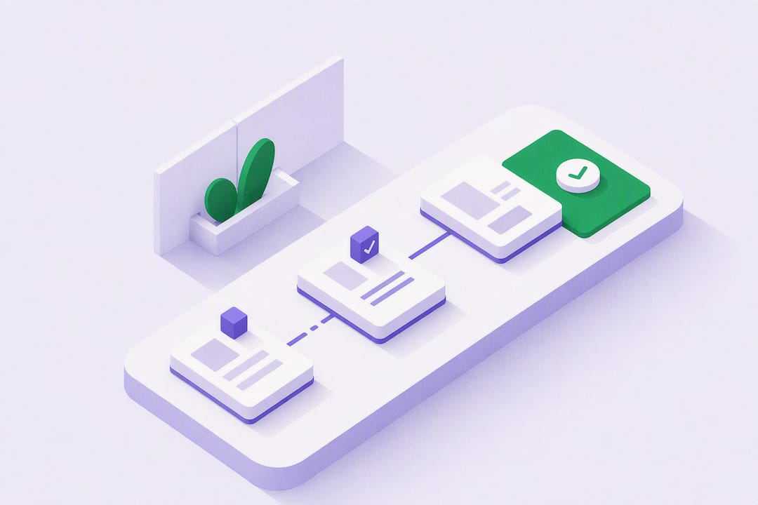 Illustration isométrique d’un processus automatisé sécurisé