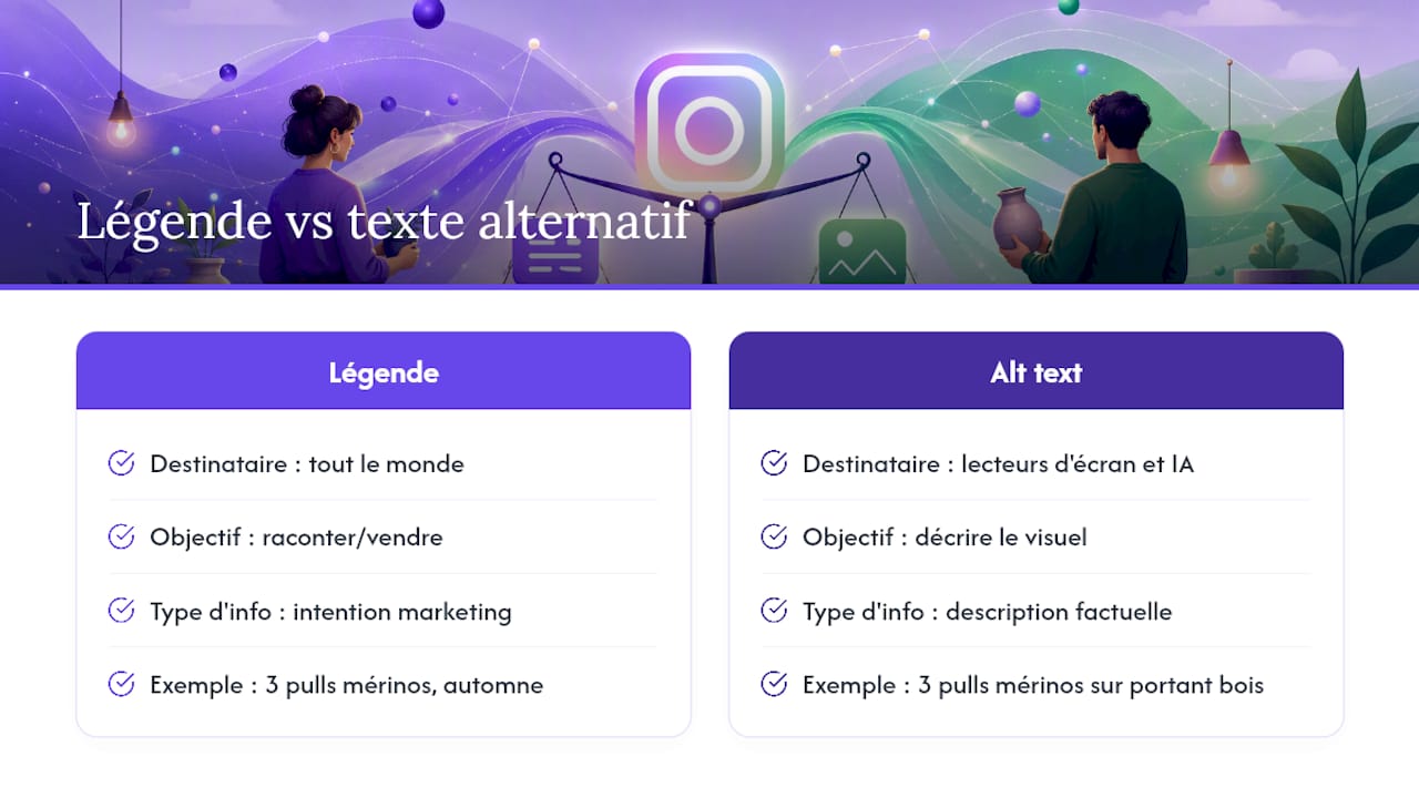 Comparaison entre légende et texte alternatif