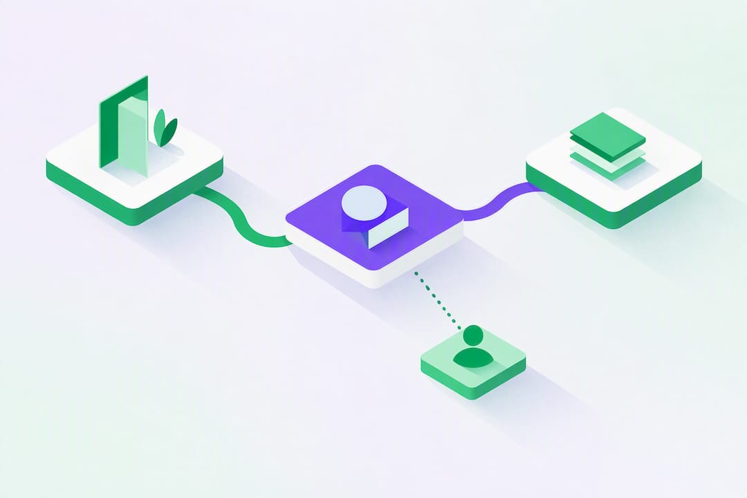 Illustrations isométriques représentant les réponses automatiques sur WhatsApp