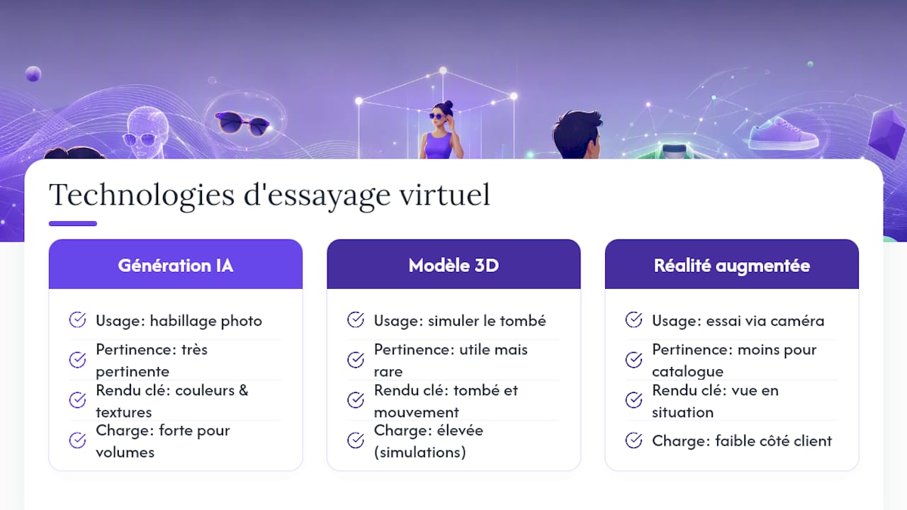 Comparaison des technologies d'essayage virtuel