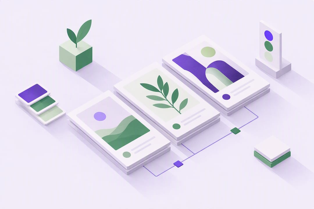 Cartes géométriques constituant une charte visuelle pour Instagram