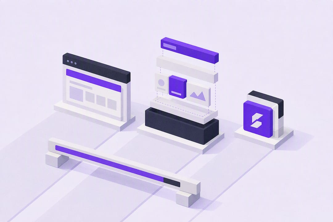 Isometric illustration of announcement bar options
