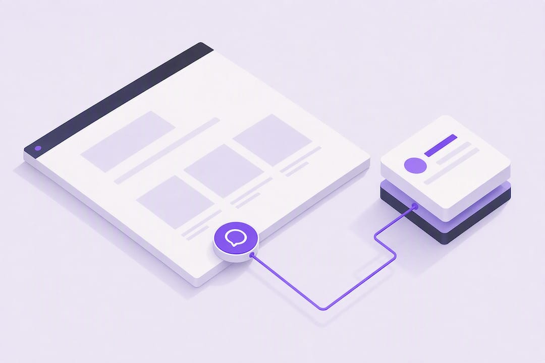 Isometric floating chat widget concept