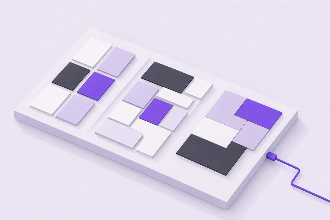 Abstract portfolio grid layouts with embed connector