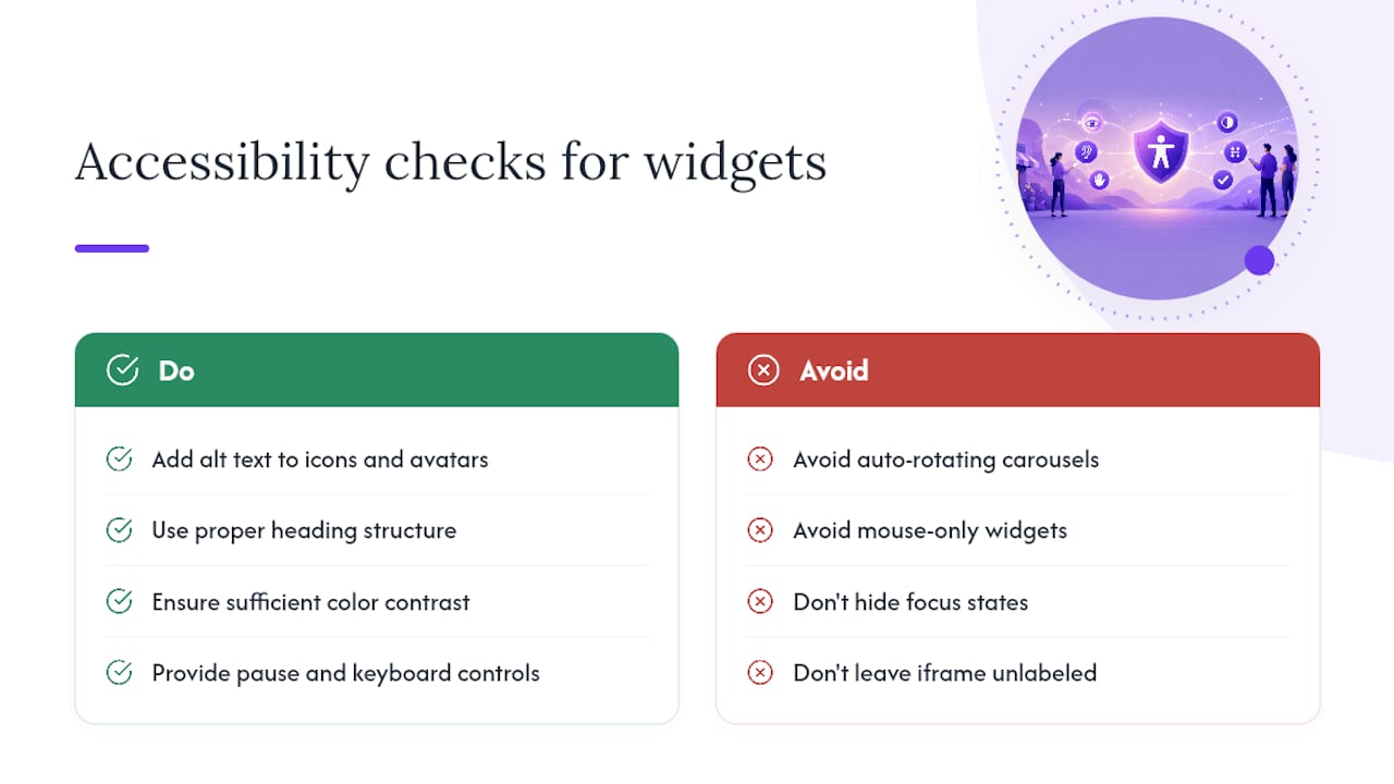 Accessibility checks for review widgets