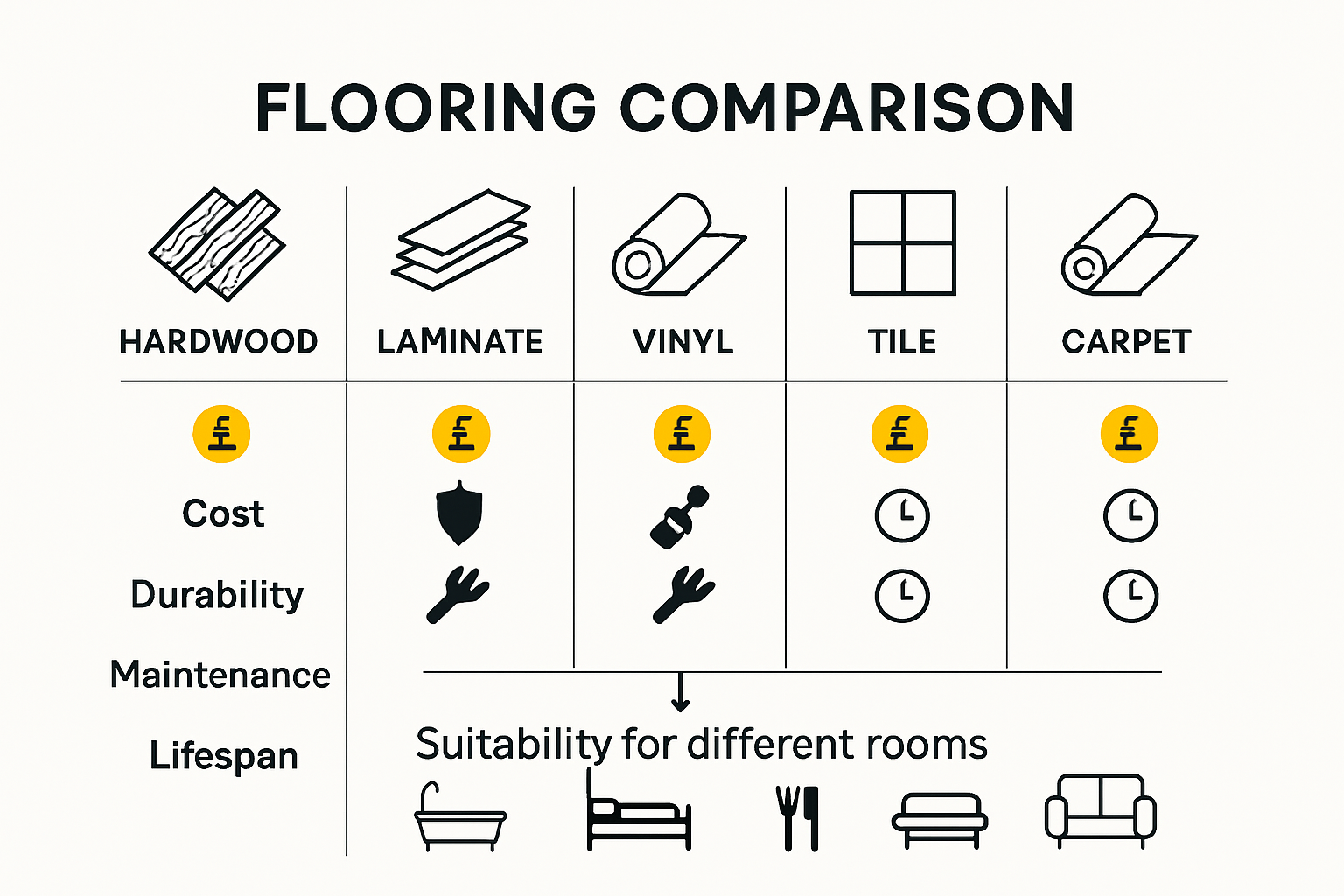 Comparison of common flooring types infographic
