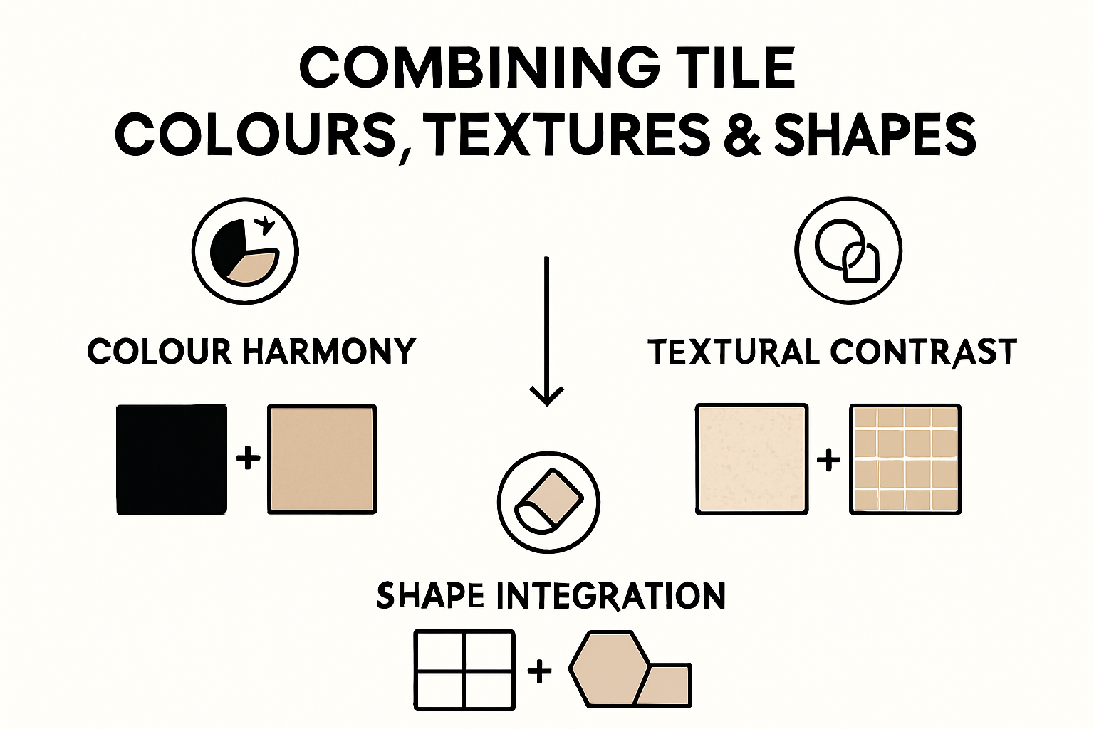 Infographic explaining how to combine tile colors, textures, and shapes.