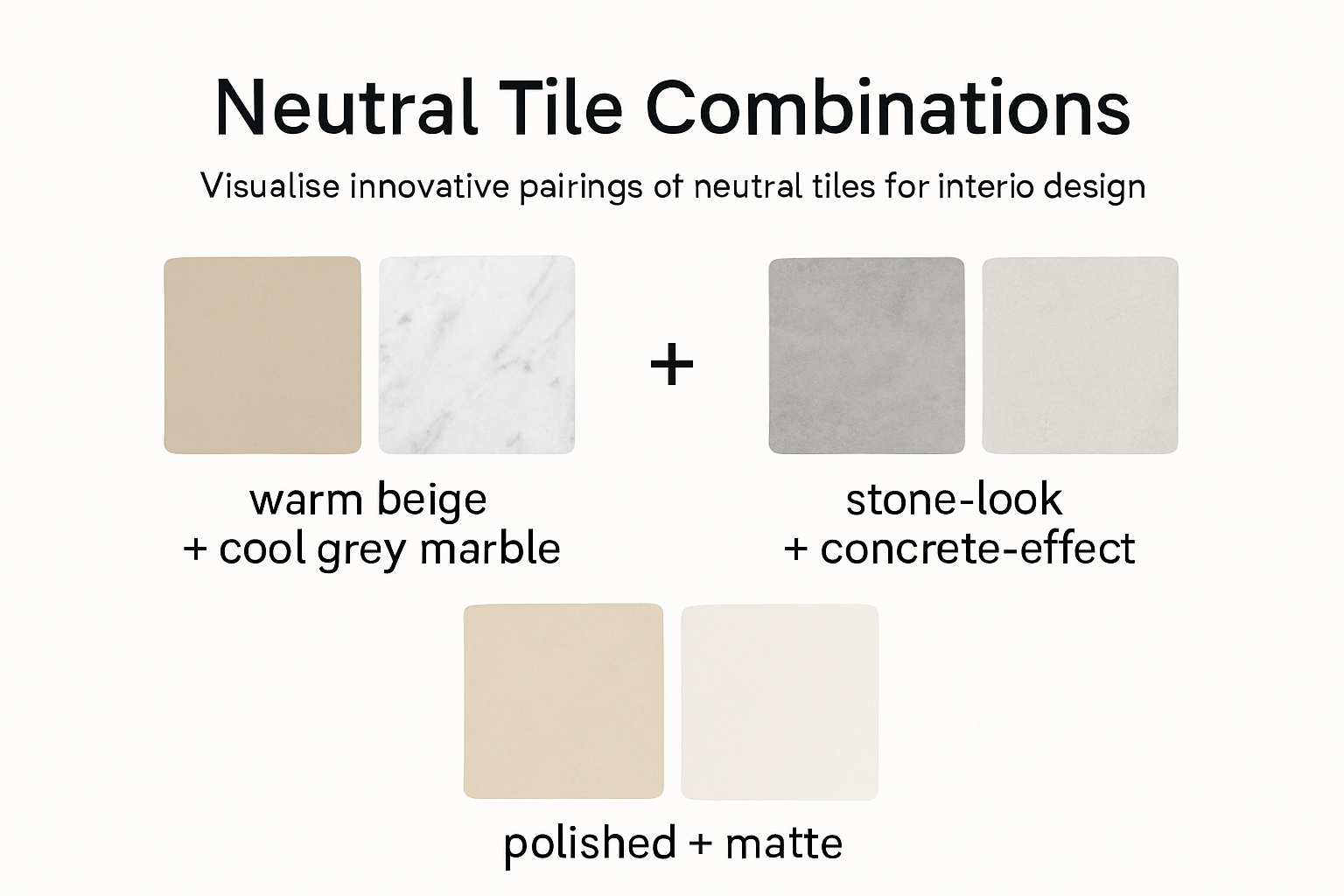 Diagram illustrating innovative neutral tile combinations and textures.