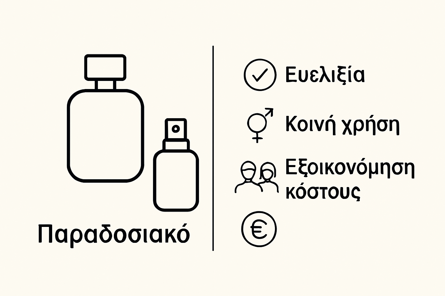 Infographic comparing traditional and unisex fragrance benefits