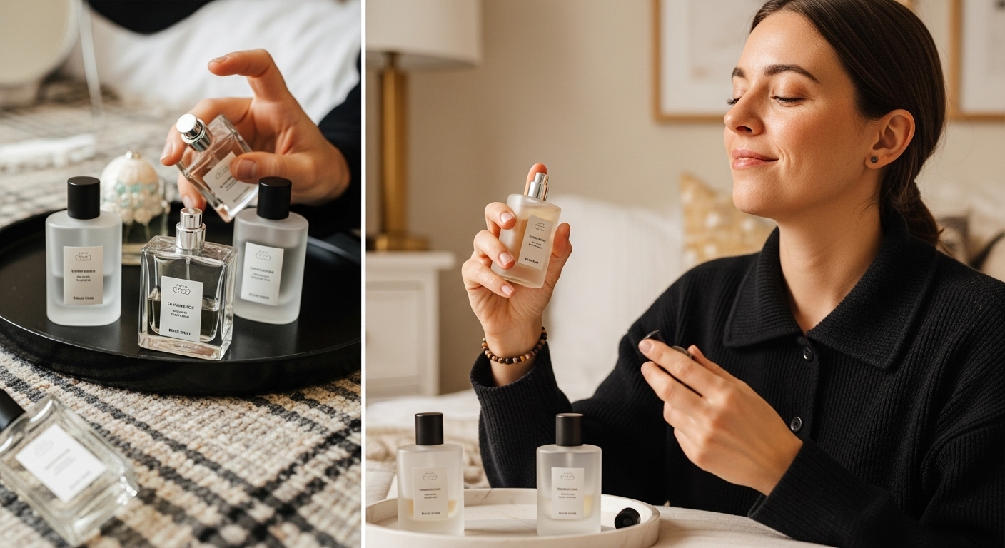 individual applying genderless perfume