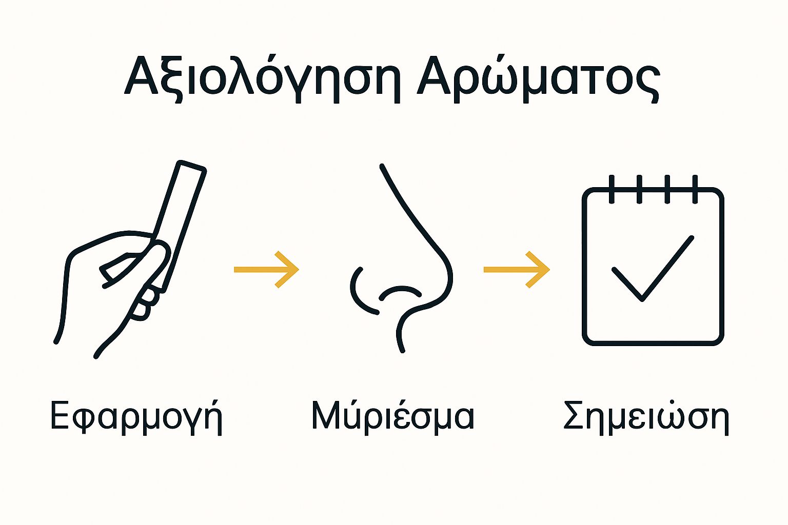 Simple infographic showing the three basic steps of testing a perfume