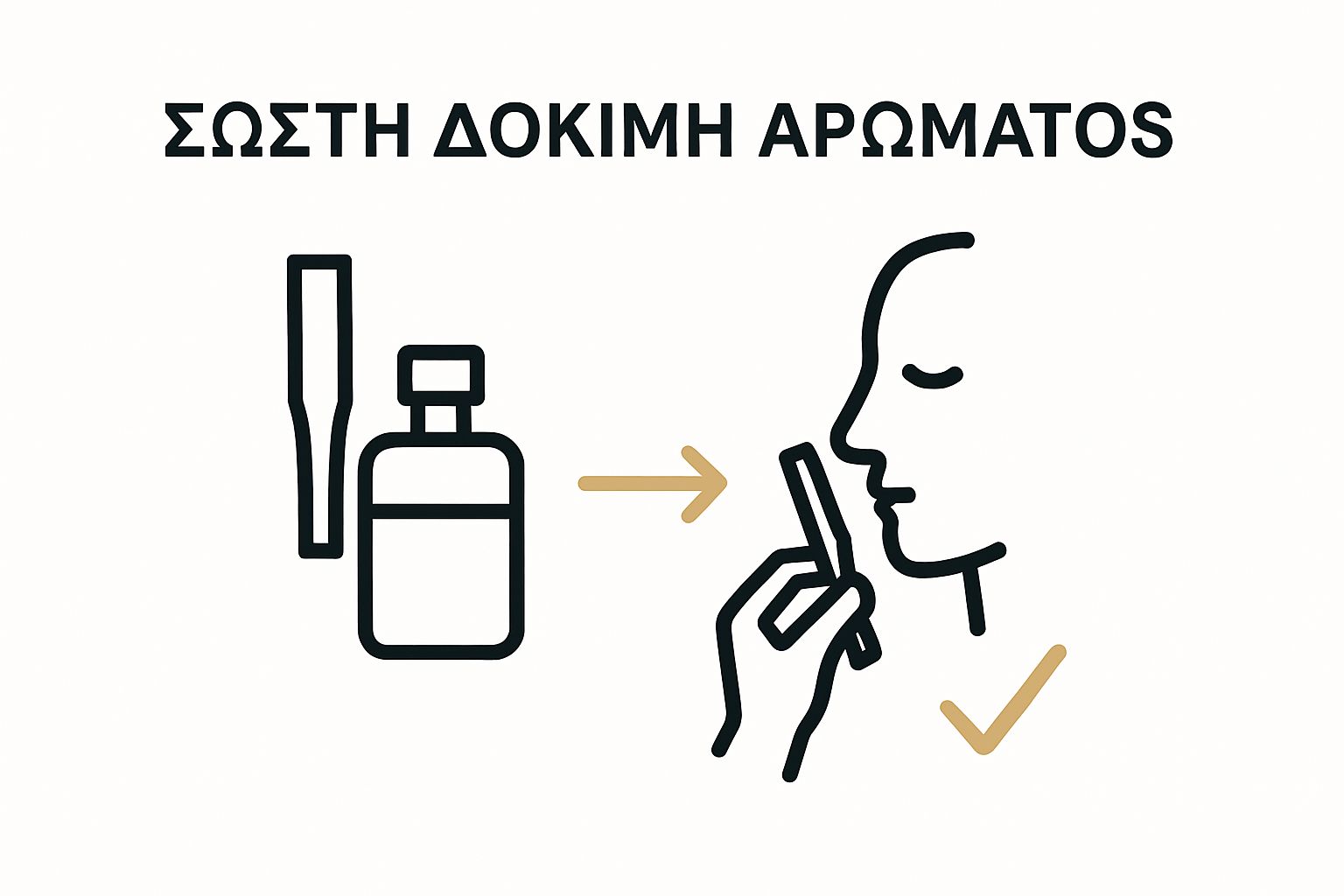 Visual sequence of dipping a scent strip and then smelling it as a perfume testing workflow