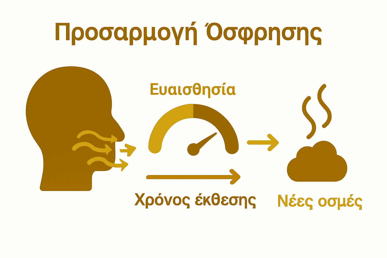 Διαδικασία οσφρητικής κόπωσης και ανάκτησης ευαισθησίας με απλά εικονίδια