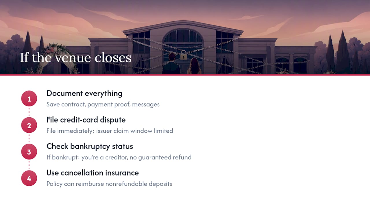 Steps to recover a closed venue deposit